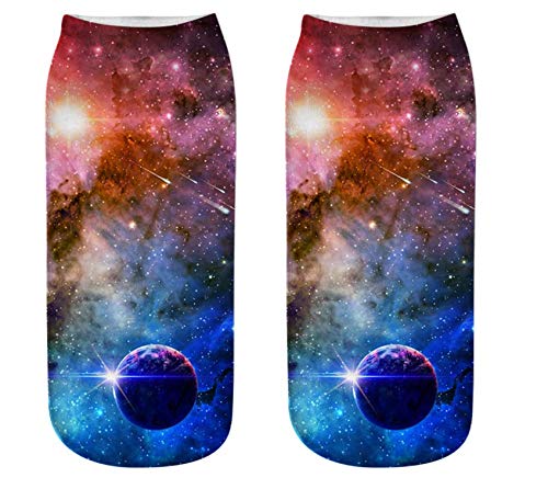 Inf-way 3D Print Casual Socks, Unisex Ankle Socks for Gifts (Star Sky 8 Pairs)2