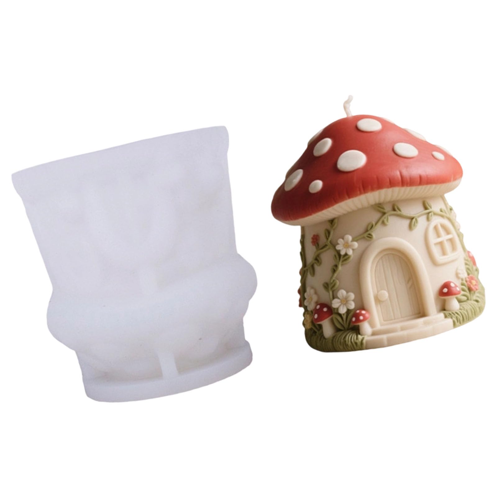 COOLHOOD Holiday Silicone Mold Mushroom House Silicone for Making Soap Christmas Decoration Christmas Mushroom House Mold