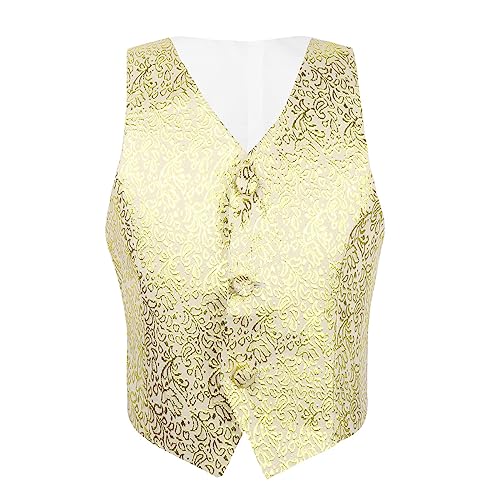 Jelory Kids Boys Glitter Floral Gentleman Waistcoat Tuxedo Formal Vest Suit Jacket Wedding Party Outwear Tops