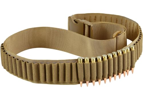 Cinturón de Cartuchos, Escopeta de Nailon, Calibre de Caza, Pistola de Escopeta, 27 Rondas, Bandolera de munición, 130 cm de Largo, cinturón de Cartuchos para Cartuchos de Escopeta 12GA(Barro)