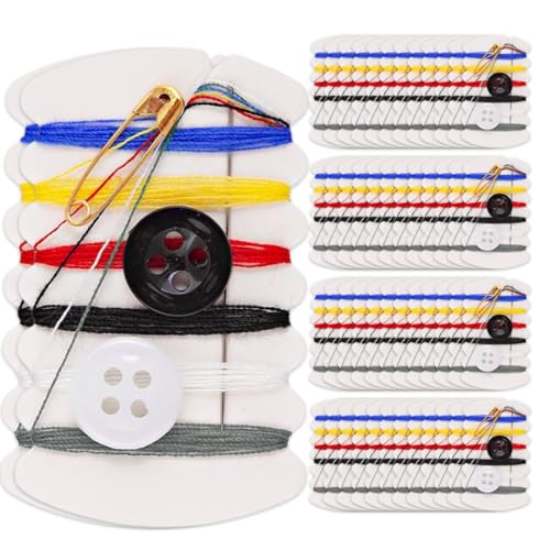 Kit de costura de viaje de 50 piezas, kit de costura de viaje de emergencia, kit de costura multiusos, kit de costura portátil para el hogar, artículos esenciales para viajes para el hogar y el hotel