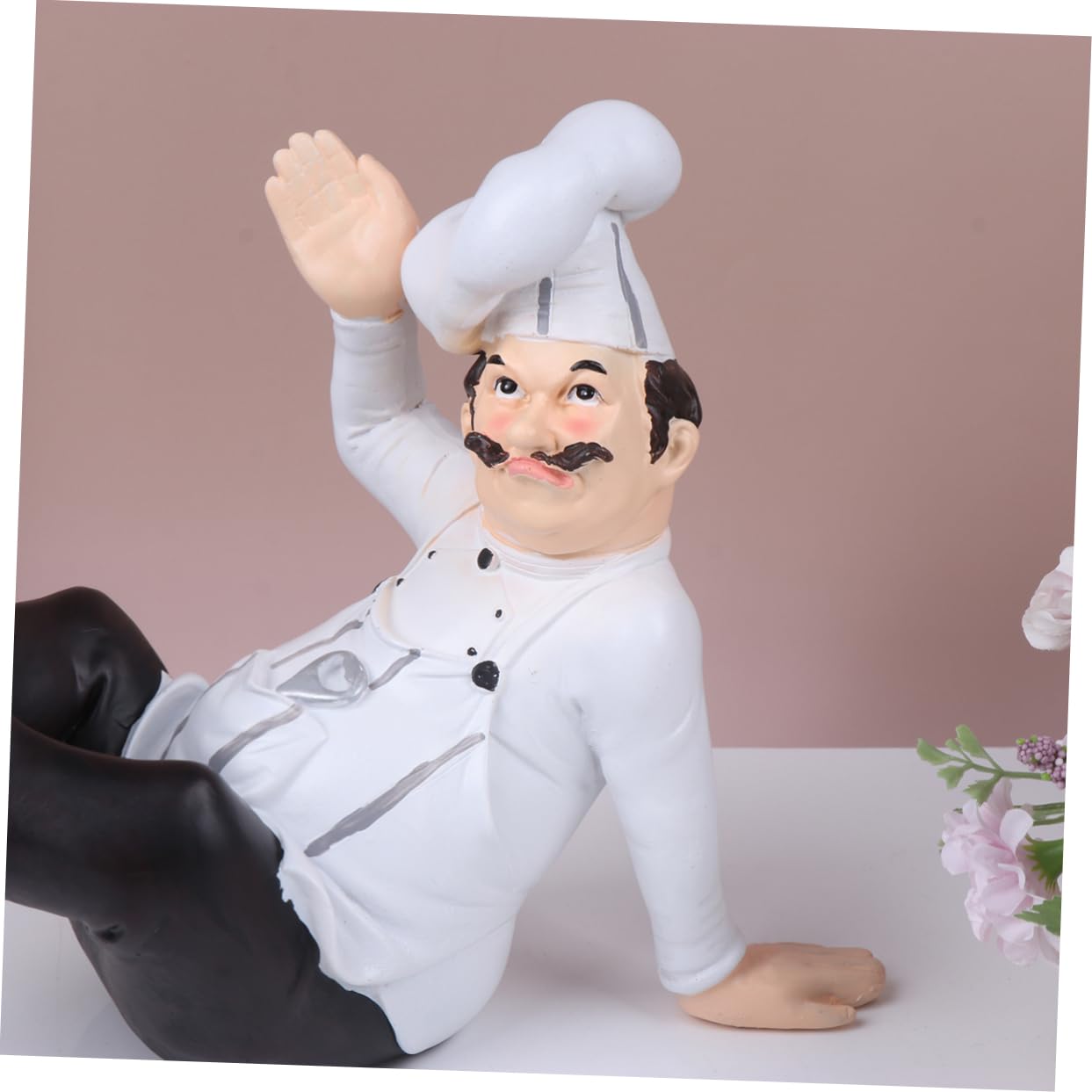 Statua di Chef in Resina Design Classico Decorazione per Ristorante e Casa Base Stabile per Arredamento Cucina e Tavolo