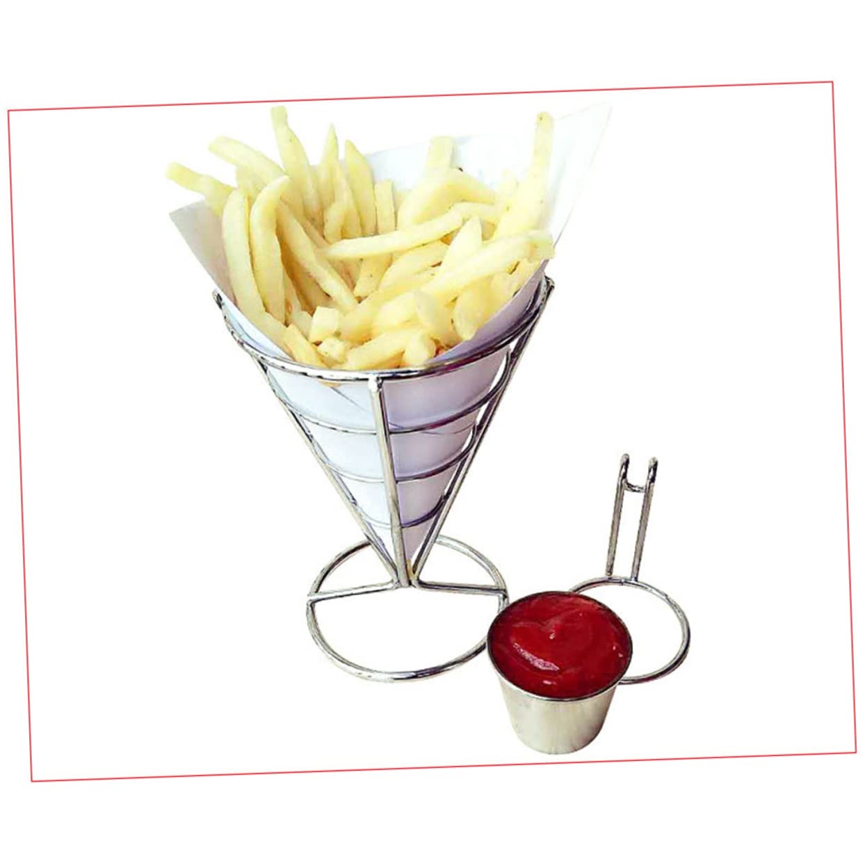 Garneck Cone Holder Stand French Fry Tray Chicken Food Holder Metal Wire Basket Stand