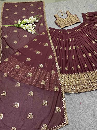 Image of DhrishafashionWOMEN'S Georgette Semi-Stiched lehnga (SF-ver12no Purple1 Free Size)