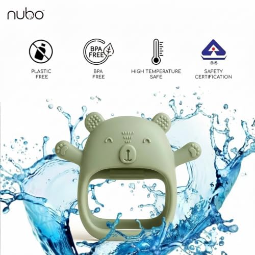 Image of Nubokind Koala Wrist-Fit No-Drop Baby Teether | Silicone Teething Toy for 3-12 Months | BPA Free, BIS Certified Chew Toy for 0-6 Months, Molar Relief | Sage Green | Single Pack