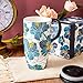 Topadorn 17oz Ceramic Travel Coffee Mug with Handle & Lid for Family & Friend, Microwave & Dishwasher Safe, Large Coffee Mug for Men Women Office Work, Flowers