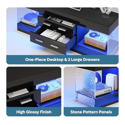 Bestier Modern TV Stand with LED Lighting