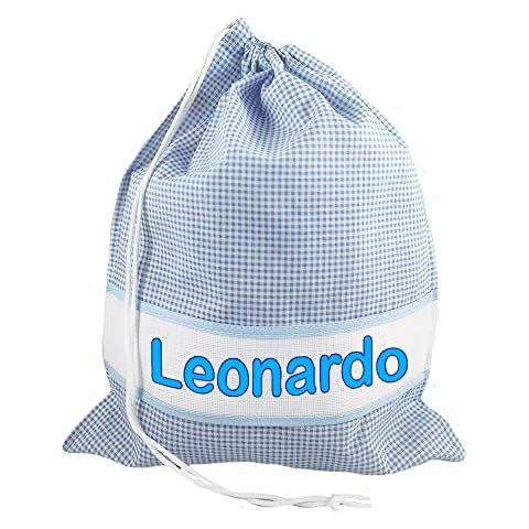 Personalised nursery with name bag cm.31x36 with personalized band 100% Cotton Made in Italy - Storm DELIVERY (AZURRO) Cover