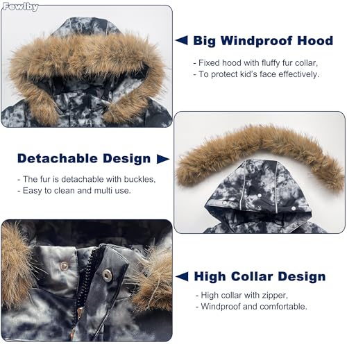 Boys 2-Piece Snowsuit Toddler Kids Down Jacket Ski Jacket & Snow Bib Pants Ski Suit Set Winter Wear3