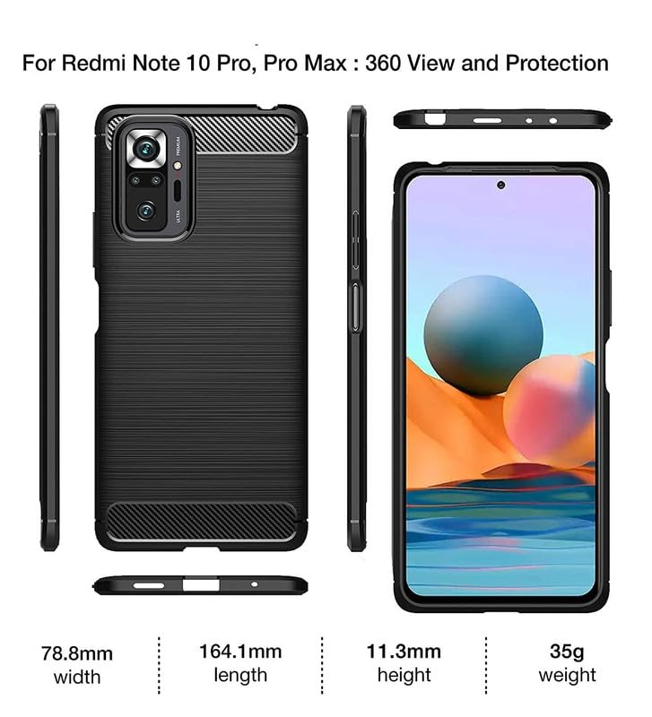 Image of Hybrid Carbon Fiber Back Case for Mi Redmi Note 10 Pro /Note 10 Pro Max (Black)