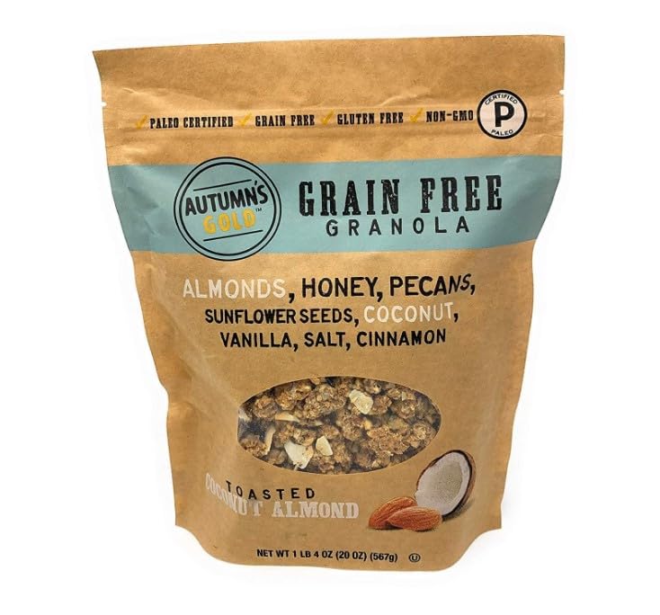 (1 Pack) ~ Autumns Gold Grain Free Toasted Coconut Almond Granola 20 Oz, Gluten-Free, Grain-Free, Non-GMO and Paleo Certified.