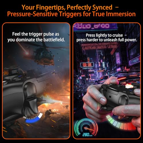 Image of Nonbliep for PS5 Controller, Dynamic Response Triggers Wireless Controller for PS5 /Slim /Pro /PC, Quad-Motor Haptic Vibration, 2000mAh, Mic, Speaker, 6-Axis Gyro Sensor - Black