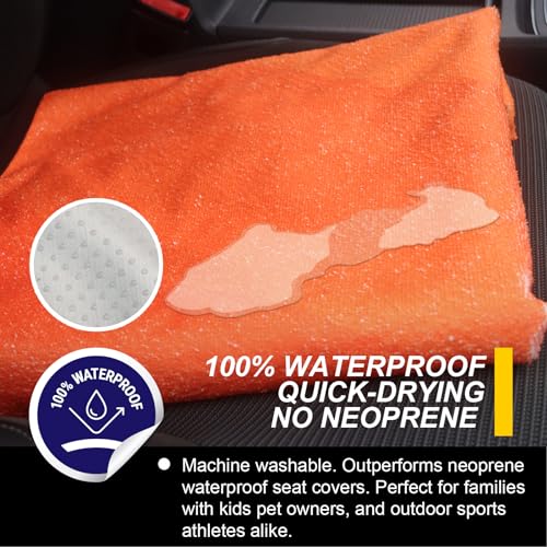 Image of Back Seat Cover for Car Trucks Van SUV Jeep,Waterproof Rear Bench Towel Seat Covers for Dogs and Kids,Automotive Backseat Protector (Orange)