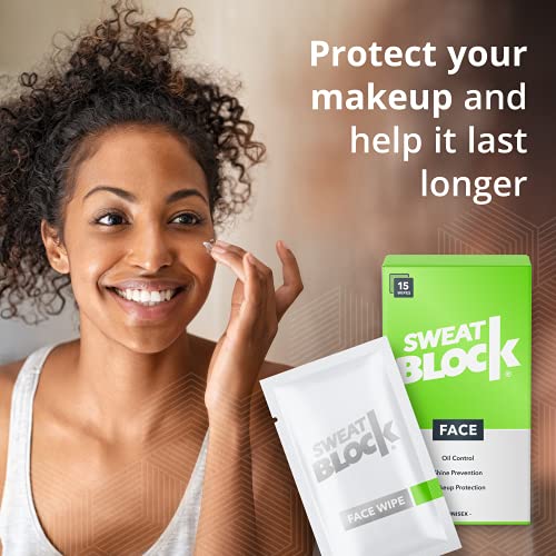 SweatBlock Face Antiperspirant Wipes for Men & Women Clinically Tested Formula Controls Facial Sweat Oil and Shine Helps Makeup Last Longer Enriched with Vitamin E 15 Individually Wrapped Wipes - Image 4