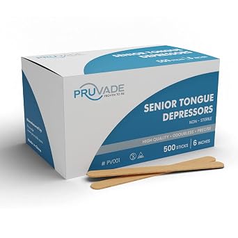 6 Inch Tongue Depressors - 500 Non-Sterile Wood Tongue Depressor Sticks with Smooth Edges - Durable Wooden Sticks for Crafts, Waxing - Odorless, Tasteless Popsicle Stick | 1 Packs of 500