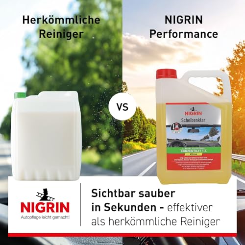 NIGRIN Scheibenklar Konzentrat 1:4 Citrus | 3 Liter | Reinigungszusatz für Autoscheiben und Scheinwerfer | integrierte Ausgießhilfe | entfernt Insekten, Fett | schlierenfrei | sehr ergiebig | ab 5°C