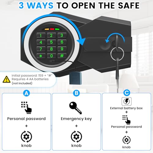 2.6 Cub Drop Safe for Business, Quick Place Safe with Drop Slot, Digital Backlit Combination Lock and Backup Key, Alarm & Mute System, Anti-theft Money Deposit Safes for Cash Slip Business Office Home thumbnail 6