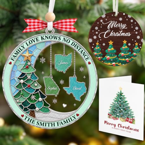 Custom Family Christmas Ornaments, Family Love Knows No Distance Ornament