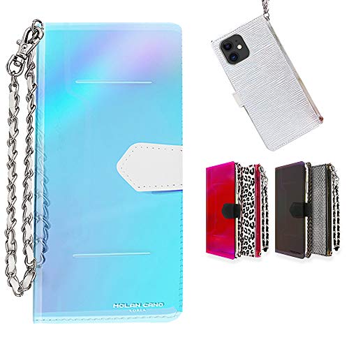 iPhone 11 ケース 手帳型 カバー 耐衝撃 ケース 高級PUレザー 全面保護 人気女性携帯カバー Qi充電対応【チェーン付き】アイフォン11 ケース (6.1インチ用 クリア)