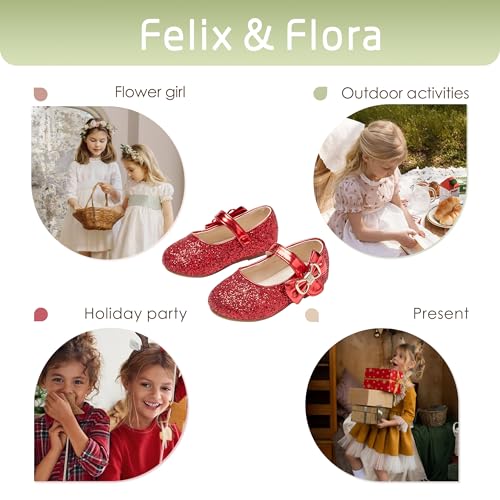 Image of Felix & Flora Toddler Flower Girl Dress Shoes - Baby Girl Ballet Mary Jane Flats for Party School Wedding