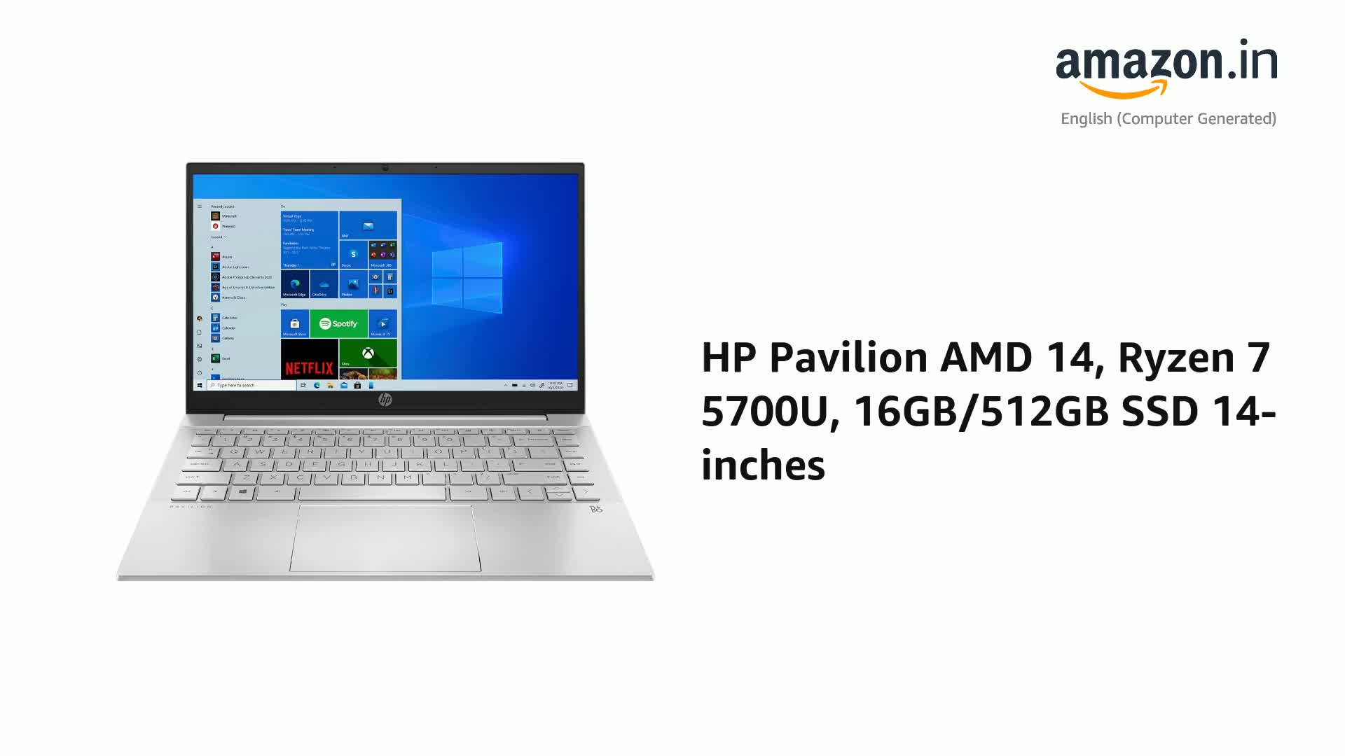 HP Pavilion AMD 14, Ryzen 7 5700U, 16GB/512GB SSD 14-inches (35cm