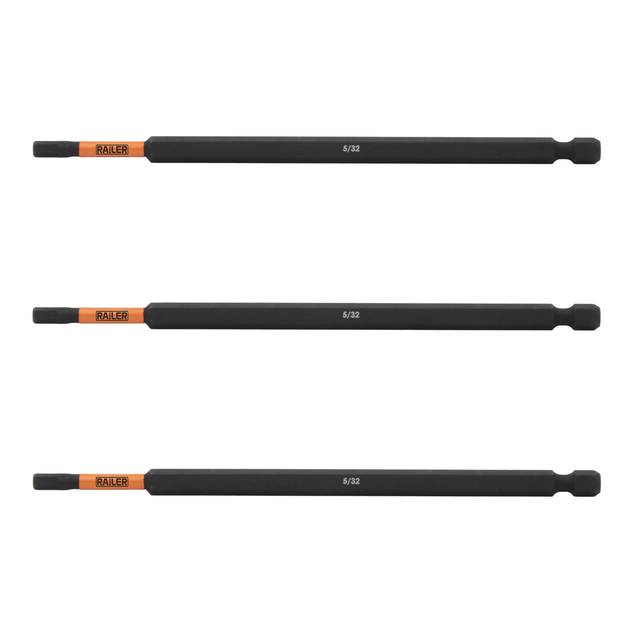 Hex 5/32" Impact Driver Bit - Railer Allen Wrench Drill Hex Bits. 1/4" Hex Quick Release S2 Steel 6 inch 5/32" Hex Bits. (3 Pack)