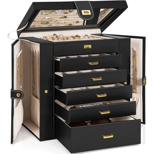 AKOZLIN Huge Jewelry Box Organizer Functional Lockable,...