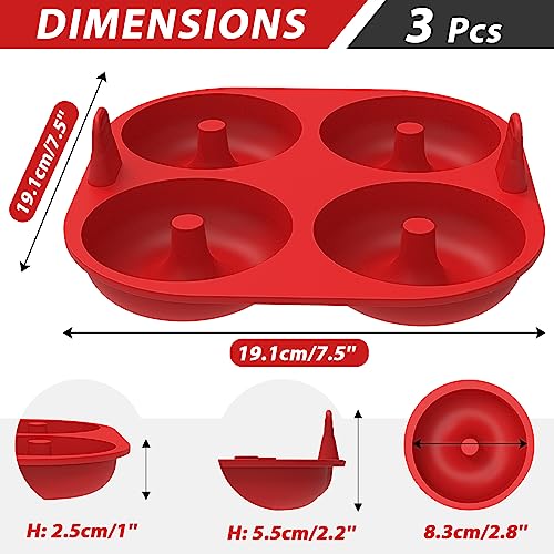 webake Doughnut Mould for Air Fryer Silicone Donut Moulds for Baking 3 Pcs 8 cm Bagel Mould Air Fryer Accessories Baking Tray - Image 3