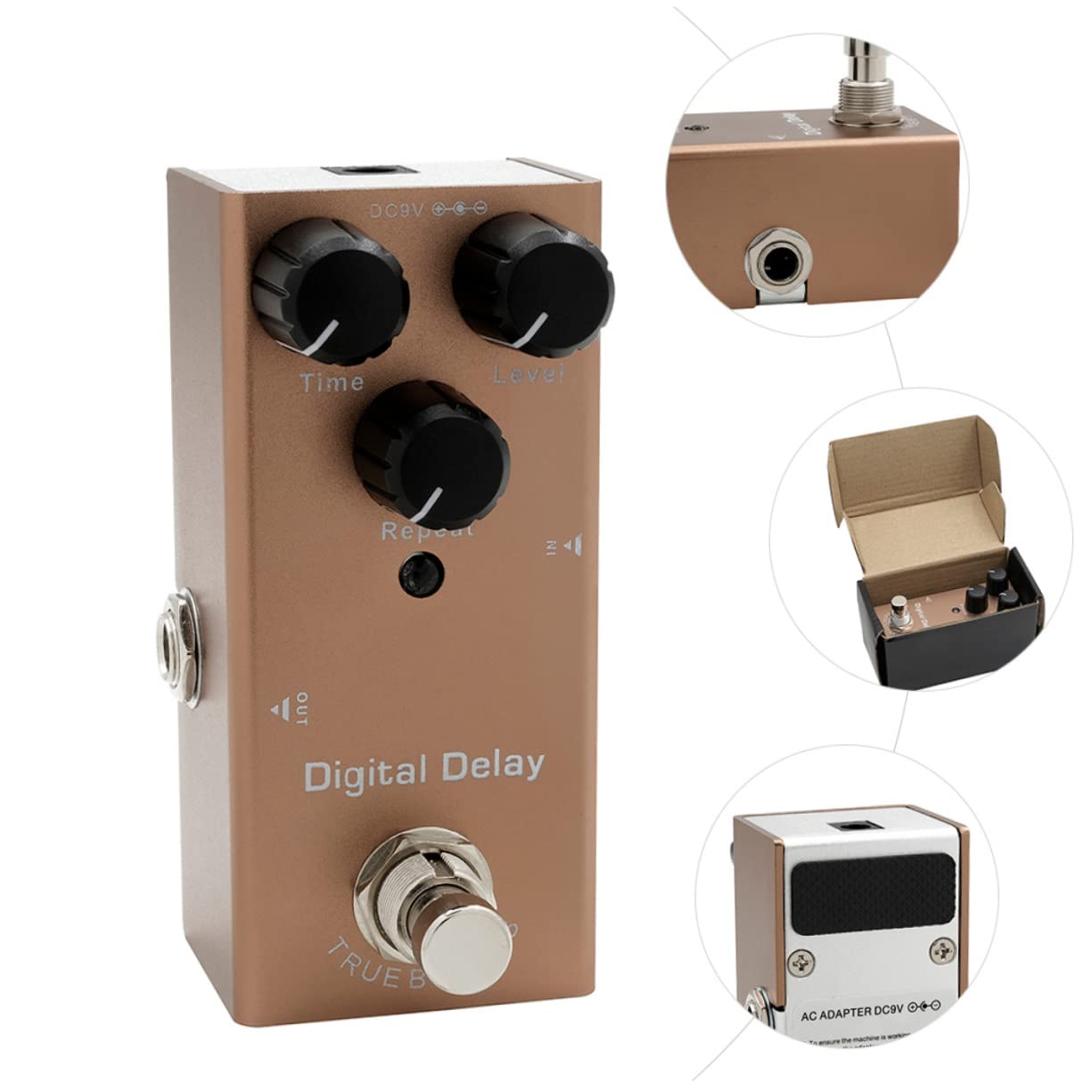 GALPADA Electric Guitar Delay Pedal Professional Analog Effect Processor with True Bypass LED Indicator and Classic Metal Shell for Warm Sustain Effects