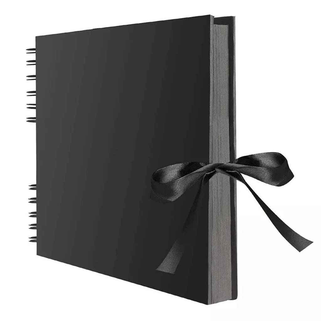 Álbumes de Fotos de 60 páginas Negras para Bodas, Papel Kraft, álbumes de Recortes, Fotos de Boda, cumpleaños (Negro, 215 x 150 mm)