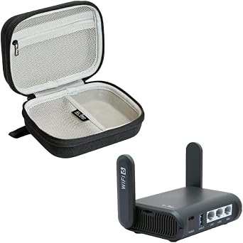 Gadget Organizer Case Black & GL.iNet GL-AXT1800 Slate AX Pocket-Sized Wi-Fi 6 Gigabit Travel Router
