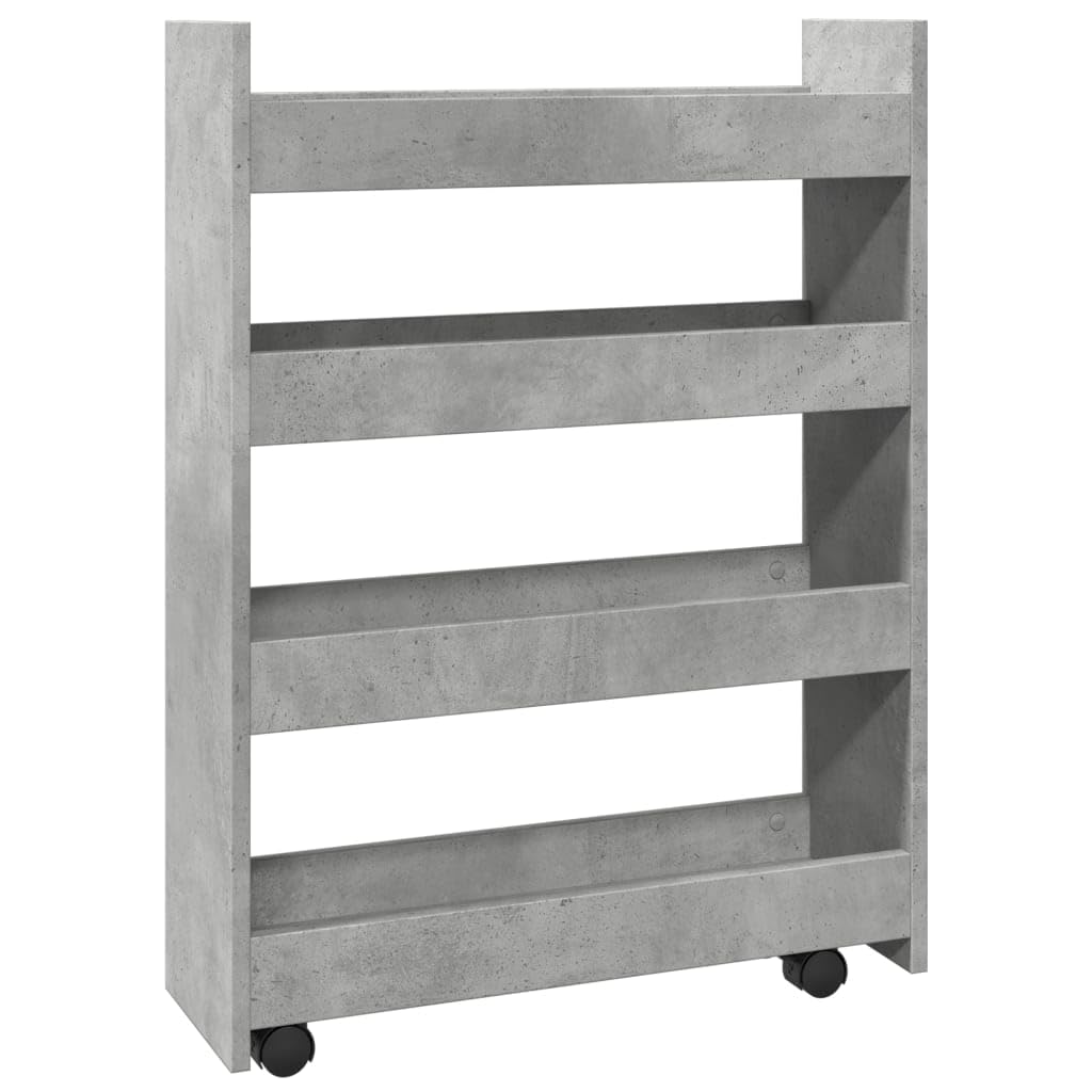 vidaXL Carrello Stretto a 4 Livelli Grigio Cemento in Truciolato
