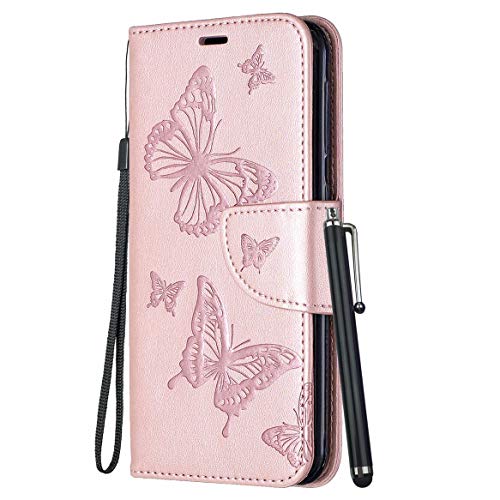 Yiizy - Funda para Huawei P Smart Fig-LX1, Mariposa 3D con Cartera de Piel Protectora magnética de Silicona TPU y TPU Cover Funda Huawei Enjoy 7S con Ranura para Tarjetas, función de Soporte (Oro