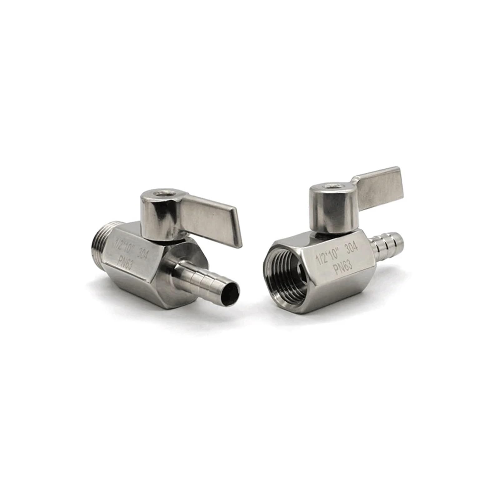 Mini robinet boisseau sphérique inox 304 mâle 1/4 pouce tuyau 8 mm poignée inversée