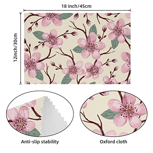 Sets de table fleurs de cerisier 30,5x45,7 cm pour dîner convivial - 5