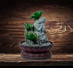 Saraswati Creations Tabletop Fountains Decor for Home 12 inches in Size (Bugg Green)