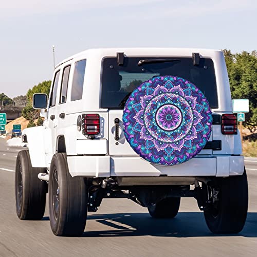 Image of Bohemian Style Mandala Print Spare Tire Cover Dust-Proof Wheel Tire Cover Fit Trailer, RV, SUV and Many Vehicle 14 Inch
