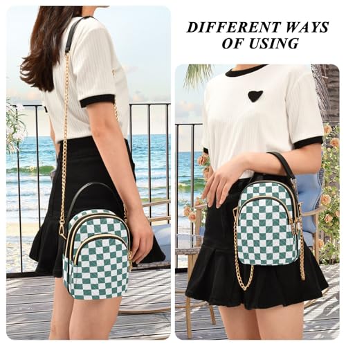 Black White Checkered Crossbody Bag for Women Shoulder Handbag Ladies Purse Cell Phone Tote Bags3