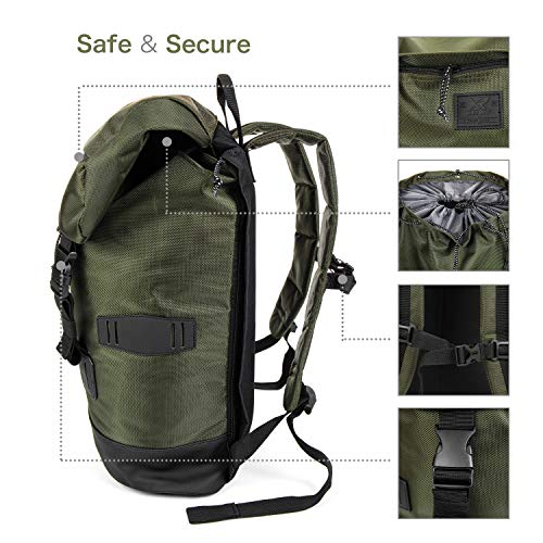 XRAY Duffle Backpack Large Canvas Retro Rucksack Travel Hiking Mountain Overnight Weekend Bag for Men and Women (Dark Olive/Black)