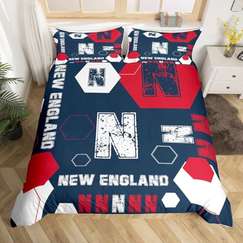 richhome Nouvelle-Angleterre Parure de Lit Football américain Literie Set pour Les garçons Les Filles Sports Fan Housse de Couette 140x200cm 2 Pièces Football City...