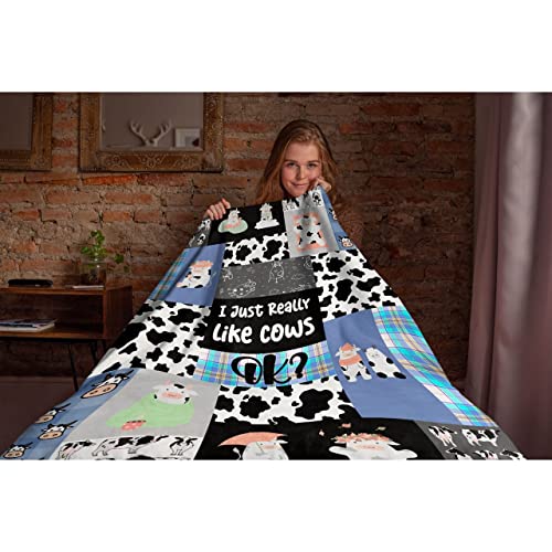 Comforzykets I Just Really Like Cows Ok？ Flannel Blanket Microfiber Lightweight Decor Soft Cozy Warm Fluffy Blanket All Season For Bed Couch Travel Beach 30 Inch X40 Inch #TOP5