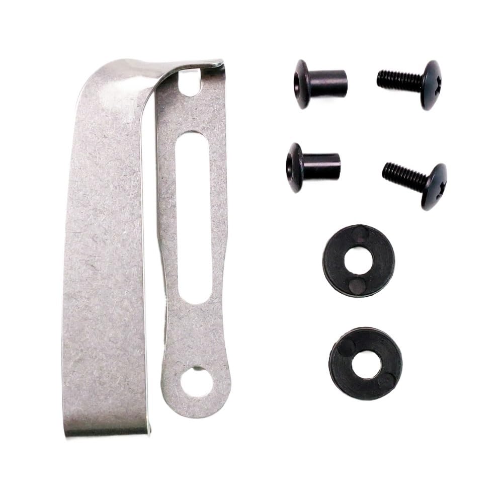 Echeson 1PC Stainless Pocket Clip with 2 Sets Screws are Suitable for Kydex Knife Sheath(Silver)