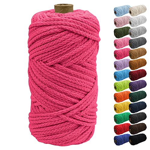 Uiopa Macrame Cord 5mm x 90m, Thick Macrame Rope 8-Strand Braided Cotton Rope