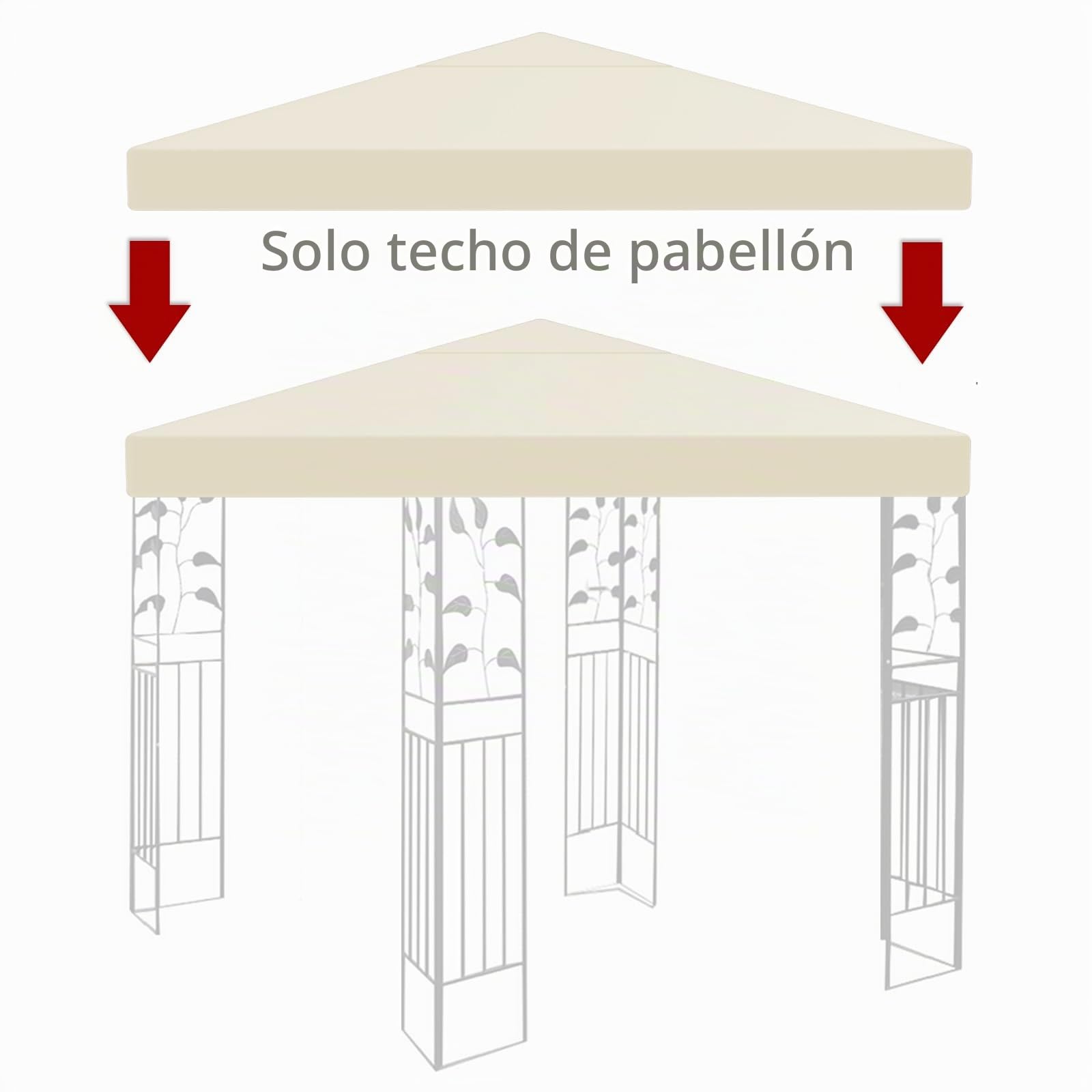 Techo de repuesto para cenador, 3 x 3 m, resistente al agua, estable, resistente al invierno, 160 g/m², color beige, para jardín, cenador plegable, resistente a las tormentas