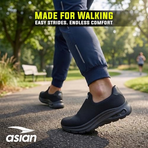 Image of ASIAN Wonderwalk-01 Men's Walking Shoes | Lightweight Slip-On Sneakers with Memory Foam Cushioning & Breathable Mesh Upper | Perfect for Walking, Office Wear, Travel & Daily Comfort