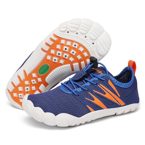 SAGUARO Badeschuhe Kinder Barfußschuhe Breite Wasserschuhe Mädchen Schnell Trocknend Schwimmschuhe Jungen Atmungsaktiv Aquaschuhe Strandschuhe für Strand Meer & Surfen Dunkel Blau 29 EU
