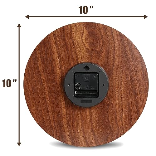 Plumeet EM-8045-B410 Small Wall Clock, 10'' Frameless Wooden Wall Clocks thumb #7