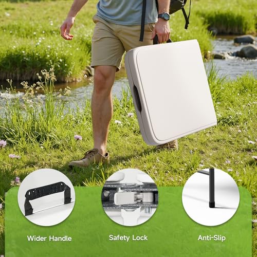 Image of Folding Table 4 Foot - 3-Position Adjustable Height, Heavy Duty 400 lbs Capacity - Portable Tables Folding for Camping, Party, Indoor & Outdoor Use, 2 Pack