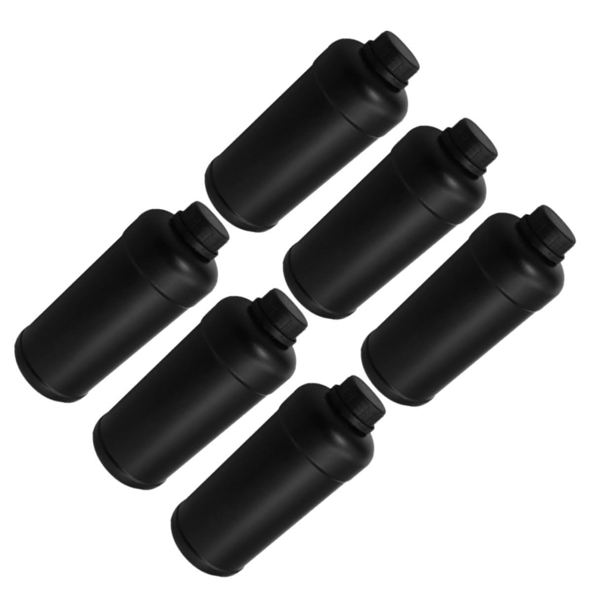 Bottiglie di Plastica 1000ml Nere per Inchiostro e Chimici, 6 Pezzi
