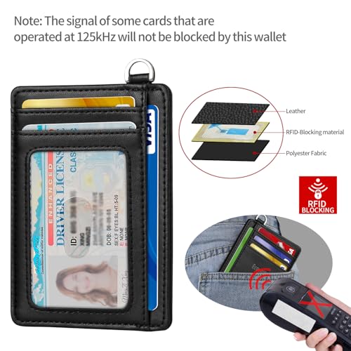 Image of Slim Minimalist Front Pocket Wallet, RFID Blocking Credit Card Holder Wallet with Detachable D-Shackle for Men Women